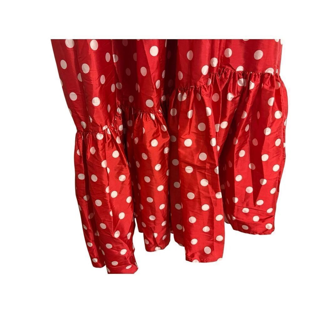 Brand New Anthropologie Atsu Sally Bow Polka Dots Red and White Maxi Dress 1X - Picture 9 of 15